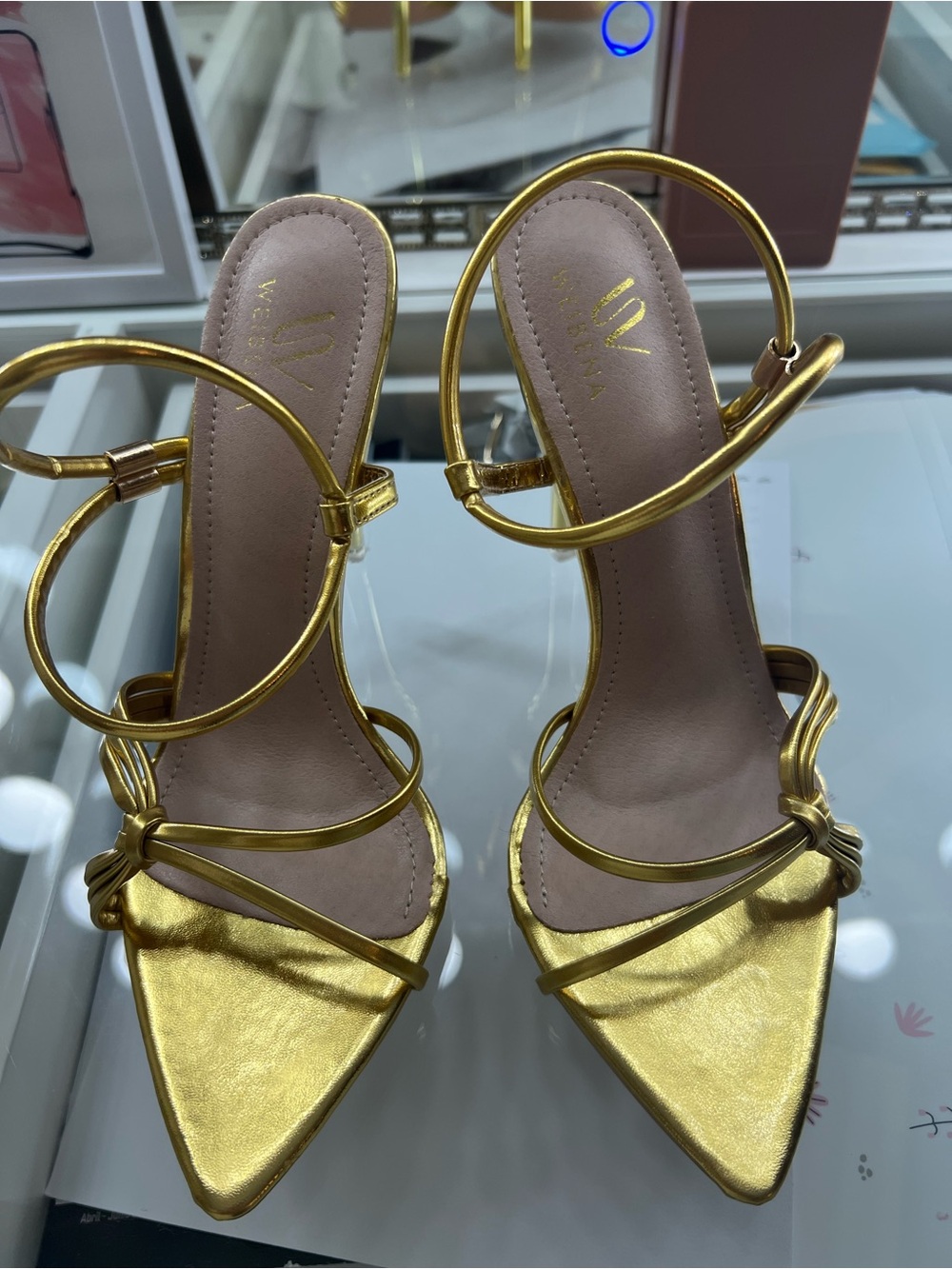 Metallic Gold Strappy Women's Heels